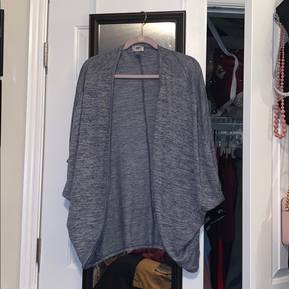 Basic Blue throw-over Cardigan